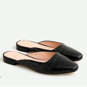 J. Crew Black Croc-Embossed Flats